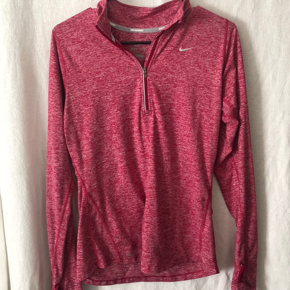 Nike 1/4 zip dri-fit long sleeve heathered pink